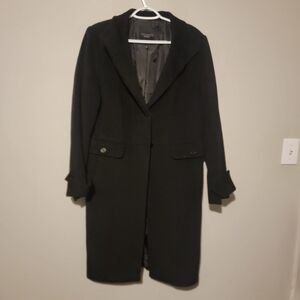 Talbots Trench Coat Wool Angora Rabbit Hair Viscose Blend Size 14 L/XL Old Money